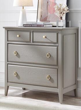 白柜蜡木轻奢实厅木斗柜客收纳柜卧室多功能美式四七斗86643五柜