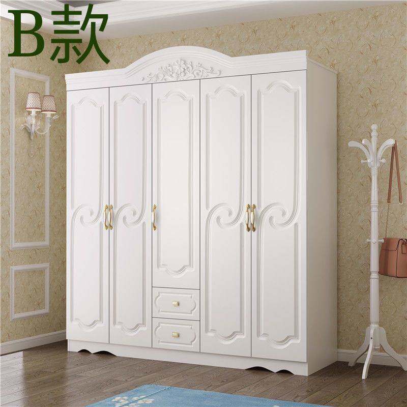 欧式大衣橱衣柜四门简约现代卧室五门小户型板式组装六门白色衣柜