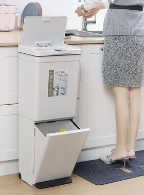 DD102462日厨房垃圾桶加双层分类智能感应家用带盖干湿式分大容量