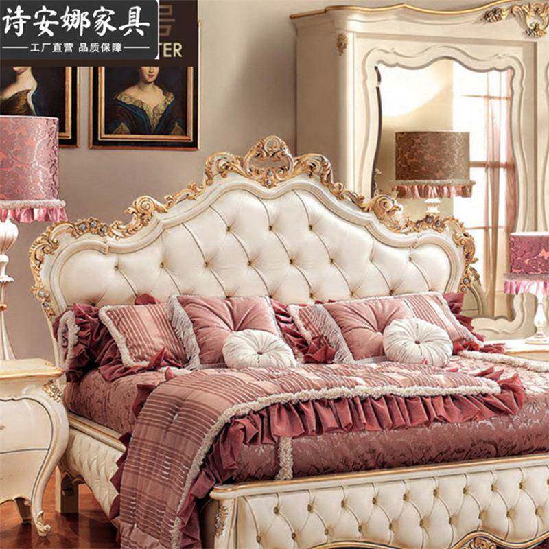 亚山大家具欧式墅历室家DRQ具别实木手卧工雕花皮艺拉扣儿童床公