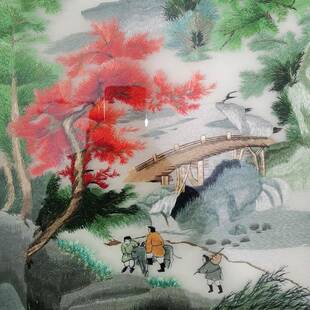 苏绣机绣装画成挂画工绣手春夏秋冬四条屏品厂家直销7334客饰厅画