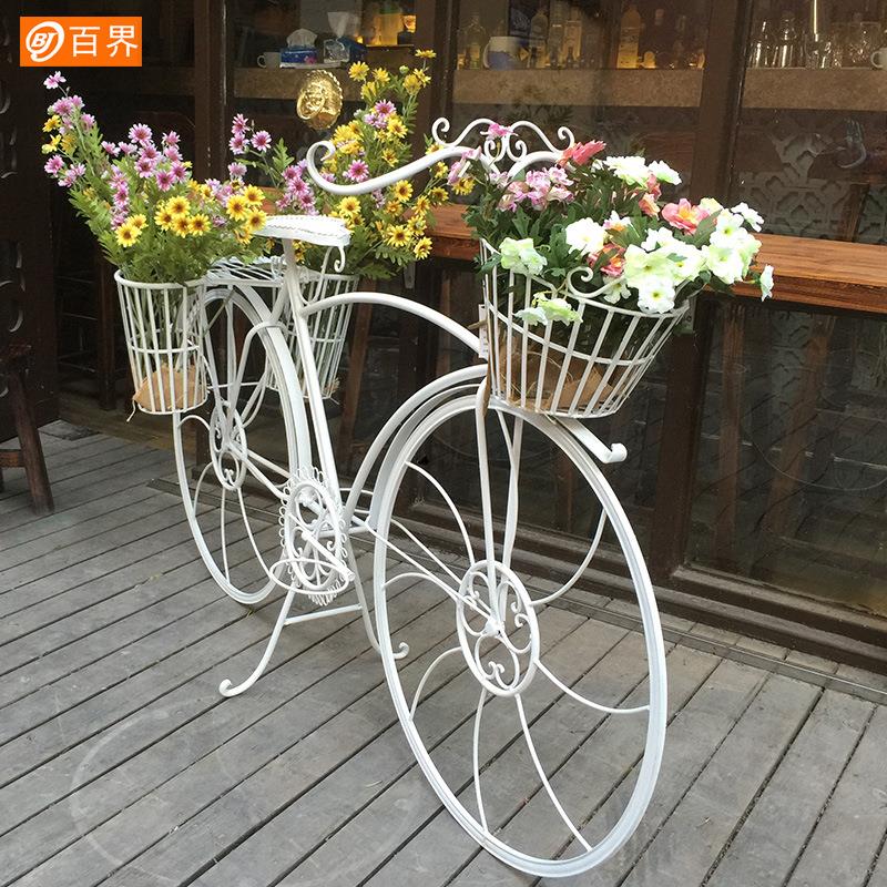 铁艺自行车婚庆装饰摆件婚礼布置花车橱窗摄影道具户外园艺花架