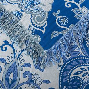 新款欧式花卉款流苏毛巾毯沙发巾双面可用夏季柔软薄款毯子毛巾被