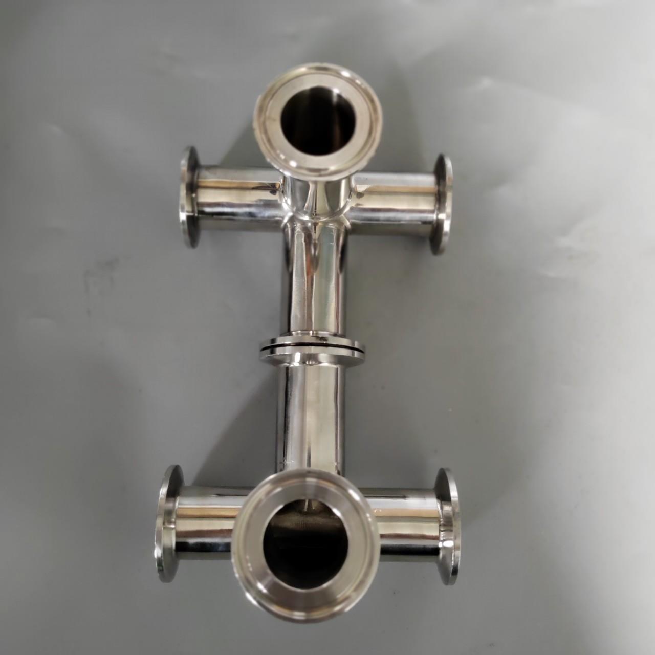 304不钢锈K型装四卫生级直角四通五通快四通通接头抛光亮厂家SLC