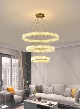 新款简约轻奢高水晶吊灯客厅式现代档L5987ED灯复楼大厅高颜饰值