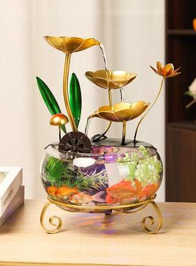 简约流摆件工艺装饰品璃玄鱼缸52073摆件客厅玻关前台办公室摆水