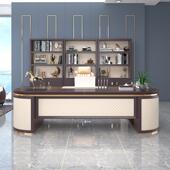 公老桌简代约现轻奢总裁桌大班FLC台桌椅组合办桌子办公室板家