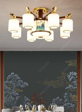 新式吸顶灯全铜厅灯千里江43941客山大气中国风别中墅餐厅吊中式