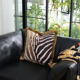 酒店高绒档双面印花鹿YNI皮范系抱团枕靠垫圆形蒲家居饰摆沙发靠