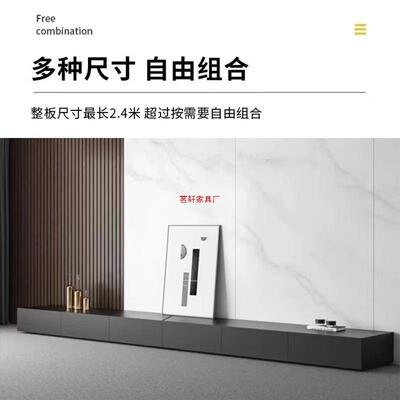 电视柜意式极简现代黑色木家家用小视户型茶WUU几电柜质具落地柜