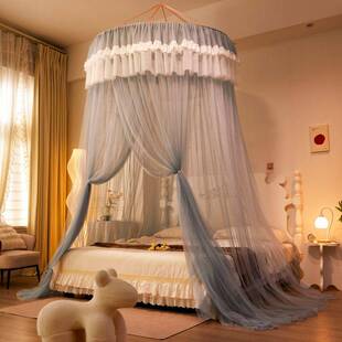 浪漫圆顶蚊帐落地帐纱免安装加高家用加宽合门防蚊公主风吊顶床幔