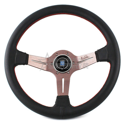 汽车改装方向盘nardi 350mm红白双线打孔皮方向盘赛车通用方向盘