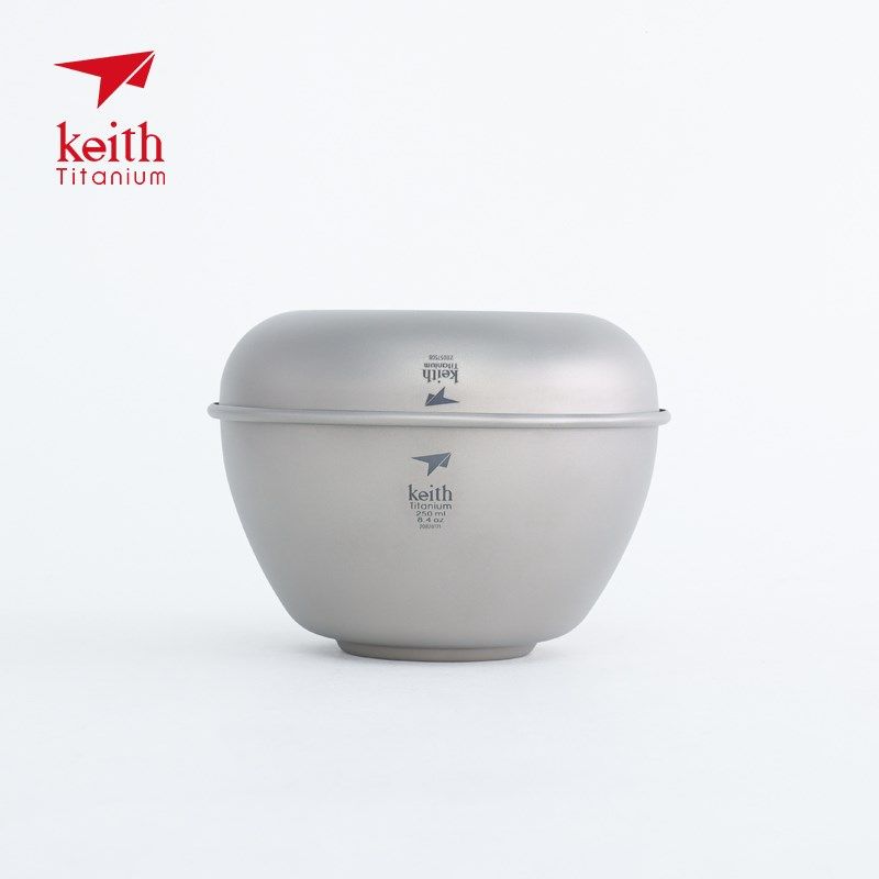 keith铠斯纯钛饭碗钛碗钛碟组合装 便携耐用露营一人一食健康餐具