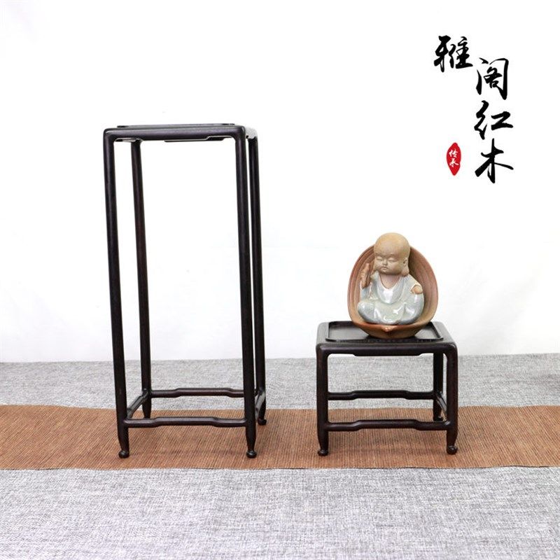 紫光檀实木微型盆景几架实木桌面小花架摆件石头玉器瓷器花瓶底座
