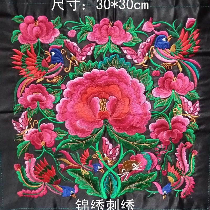 大号花瓶花盆精品刺绣机绣绣片民族风酒店饭店幼儿