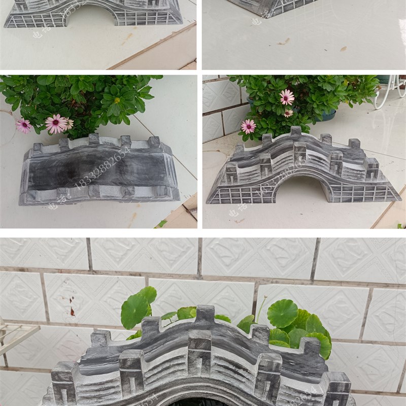 微景观石桥假山鱼缸造景小桥雕塑摆件微景观小石桥迷你小石桥造景