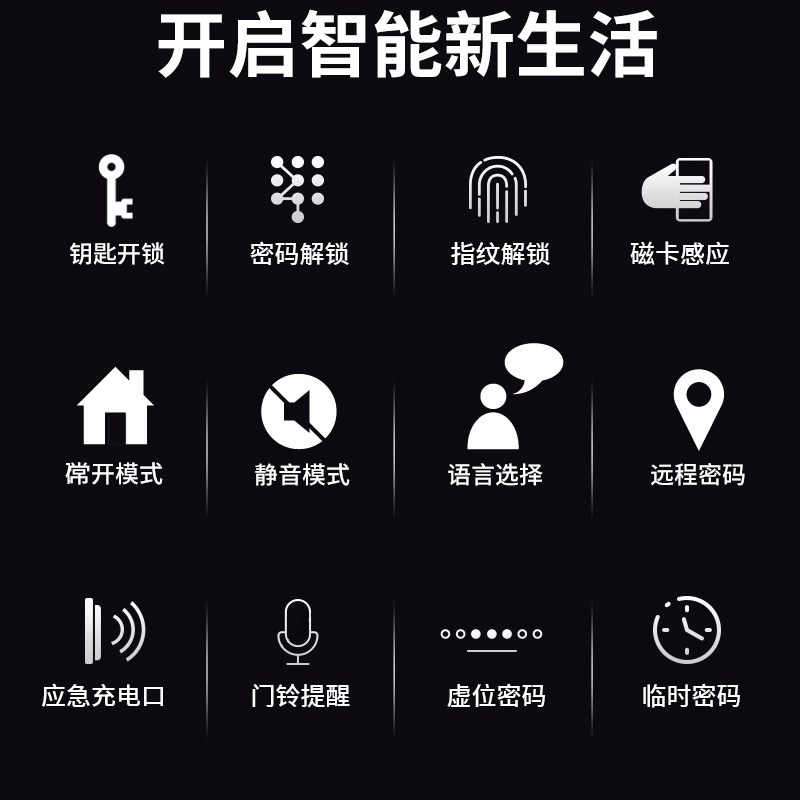 单舌智能锁卧室办公室可替换球型锁密码指纹电子锁室内房间门执手