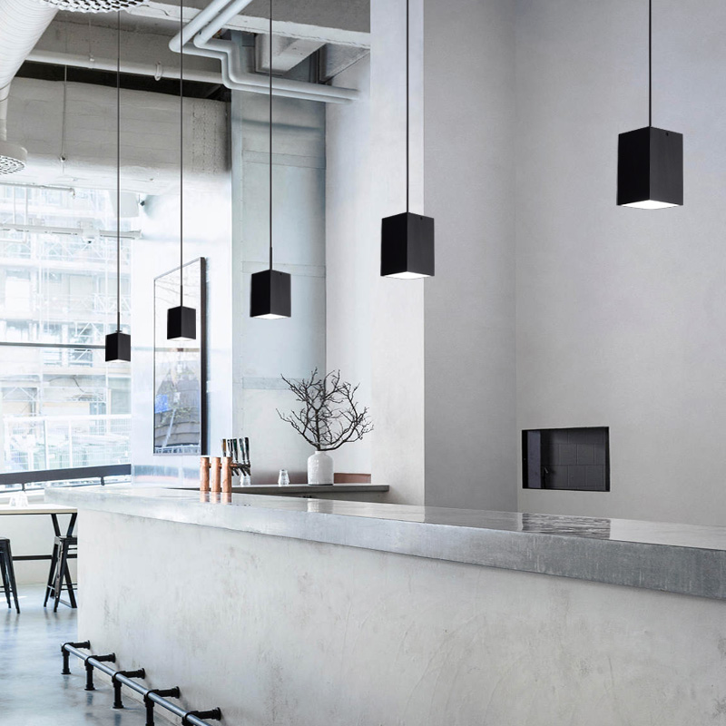 明装方形吊线筒灯led极简餐厅过道吊装射灯COB酒店前台吧台吊线灯