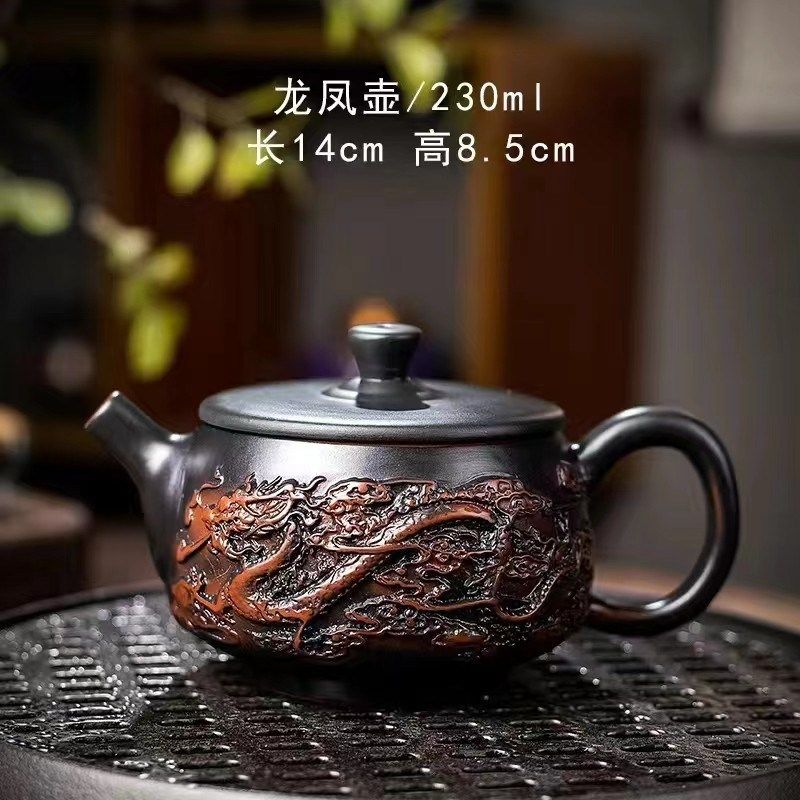 原矿紫陶茶壶精品手工紫砂壶羊脂玉凤鸣壶紫沙西施壶家用泡茶茶具