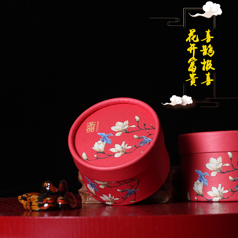 新款圆形小礼盒空盒伴手喜糖盒子婚礼糖果纸盒中式婚宴费列罗2颗