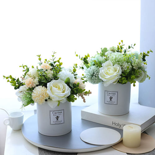 仿真花摆件客厅假花干花餐桌客厅桌面装饰玫瑰花小盆景家居摆件花