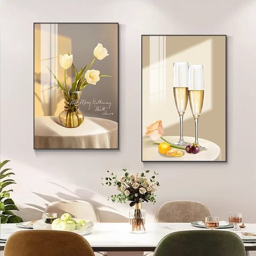 酒杯光影餐厅装饰画高级感歺厅饭厅壁画现代简约餐桌背景墙面挂画