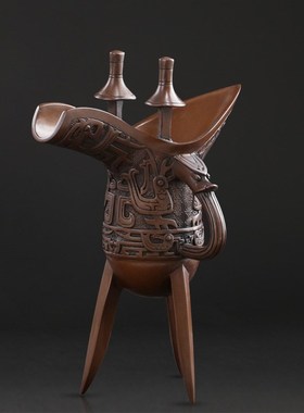 大仕缘紫铜工艺品仿古酒器龙凤爵杯客厅酒柜青铜摆件商务乔迁礼品