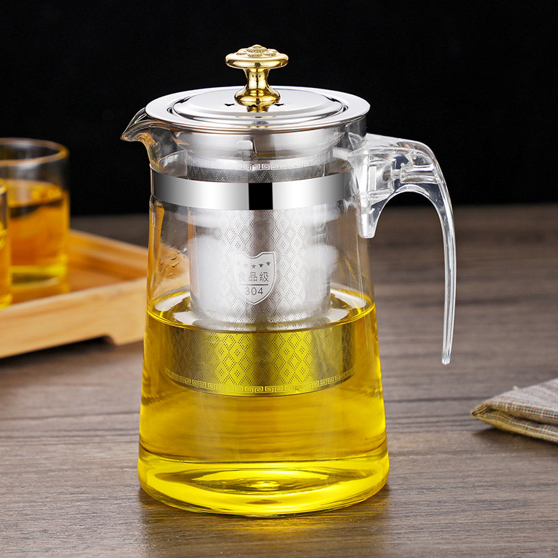 飘逸杯304不锈钢内胆 过滤 玻璃茶壶 耐高温可拆洗 泡茶壶 花茶壶