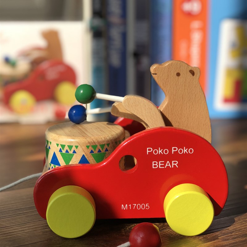 学步拖拉车周岁婴幼儿男女宝宝拉着走的手推小车拉绳木质车