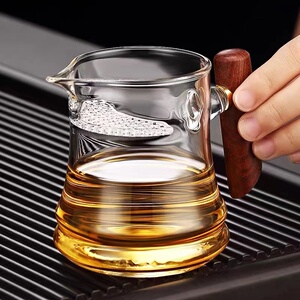 茗见月牙玻璃公道杯加厚耐热茶漏一体过滤绿茶杯泡茶壶分茶器茶具