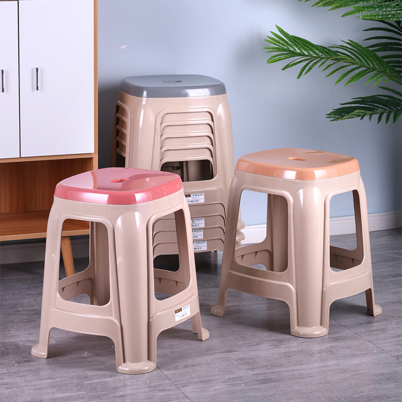 塑料家用熟胶餐桌椅子厕所浴室防滑加厚色商用高凳方凳堆叠