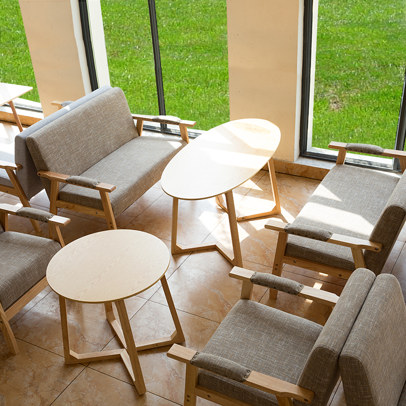 甜品店桌椅汉堡冷饮店简约实木经济咖啡厅餐厅奶茶店布艺沙发