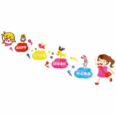 幼儿园楼梯墙面装廊饰走贴画区角教环室环境布置创材料主题F95754