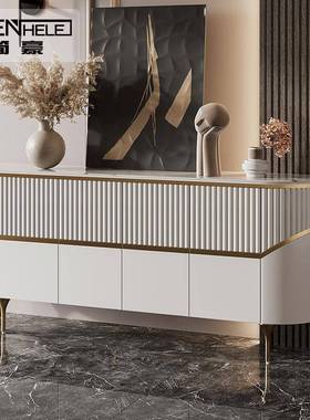 物现代简约19263玄关柜轻奢风门入户装饰储柜靠厅墙半圆岩板意式