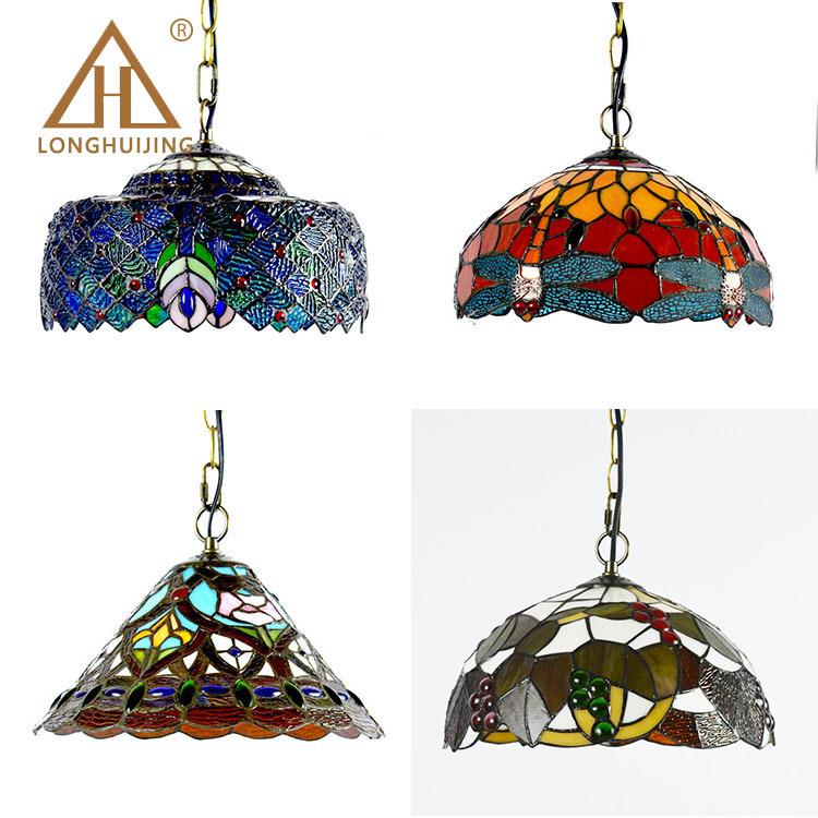 璟蒂汇凡尼吊灯d彩色玻璃灯饰蓝孔雀l695e灯具酒别墅轻店奢