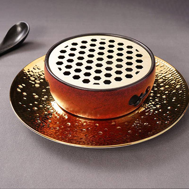 创意陶瓷具餐厅料餐理烤加热保温温明炉商用圆形位上DAB保炉盘意