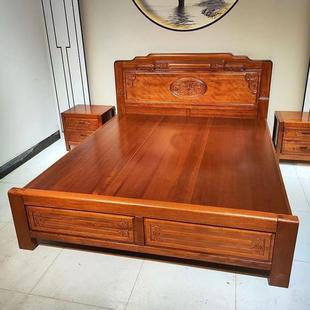 花梨花木实木床1米8菠萝格木中式明清古EPJ典榫卯婚工雕双艺人主