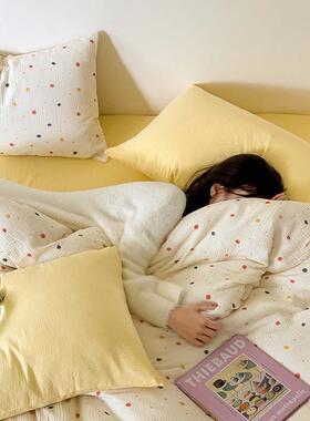 A类单母婴棉级软糯高端全双面双层纱布四笠件套纯WW863333棉被套