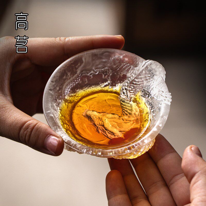 玻璃茶杯主人杯单杯高端功夫茶单个水晶普洱品茗杯中式创意龙杯子
