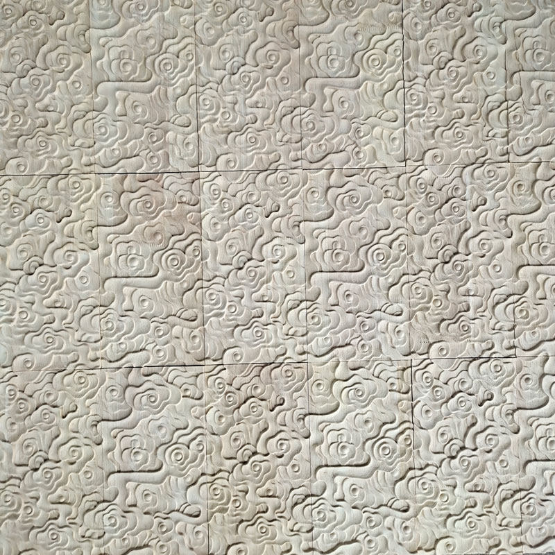 木雕祥云纹花板中式家用客厅墙面装饰品可拼接长方形浮雕实木墙贴