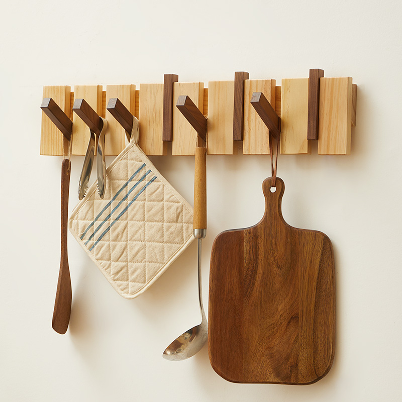 进门玄关墙壁挂衣钩强力粘胶免打孔衣帽承重挂架试衣间实木挂衣钩