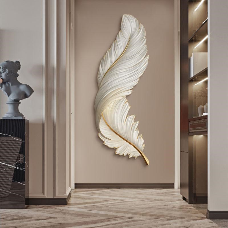 羽毛玄关装饰画LED氛围灯画客厅沙发背景墙挂画走廊楼梯发光壁画
