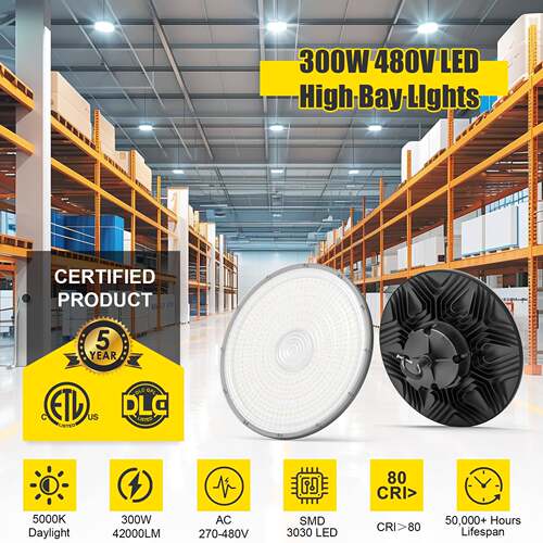 UL DLC认证LED工矿灯300W240W150W仓库商店飞碟灯美仓现货