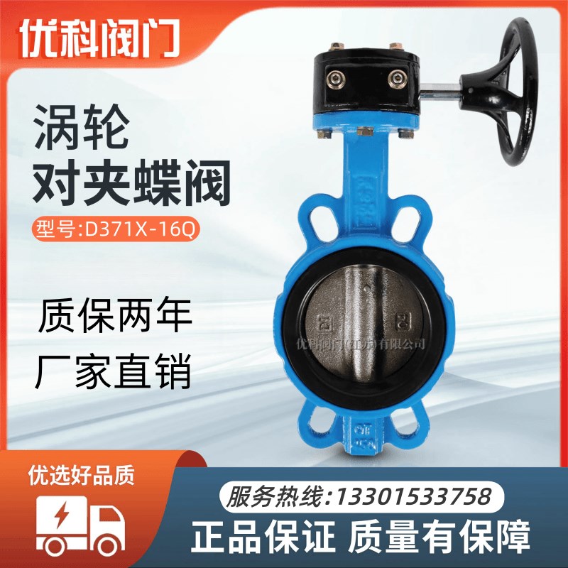 D371X-1Q手动涡轮对夹蝶 四氟不锈钢碟DN5 100 1 200 0