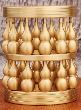 黄铜葫芦笔筒摆件可转动笔筒创意书房家居客厅装饰品开业乔迁礼品