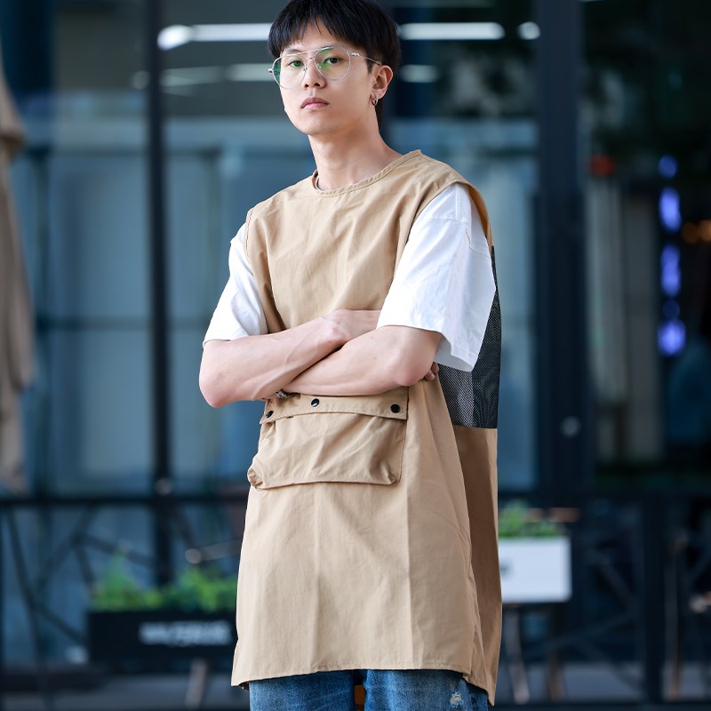 防水无袖罩衣餐饮理发师宠物咖啡花店围裙奶茶店潮工作服定制印字