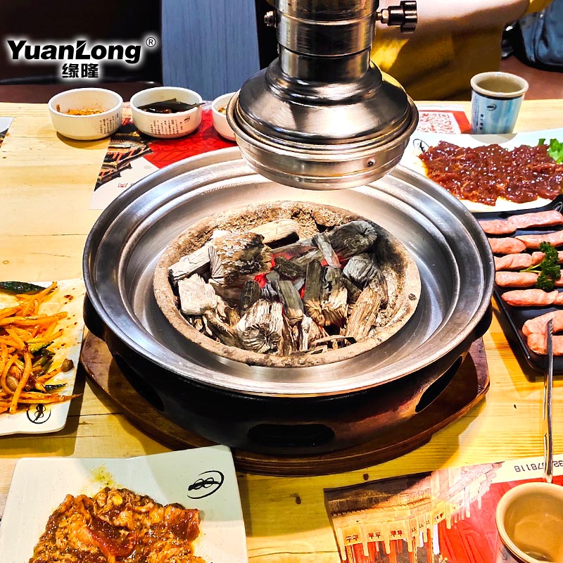 韩式碳烤炉商用铸铁炭火烤肉炉上排烟烧烤炉家用木炭烤肉锅加厚