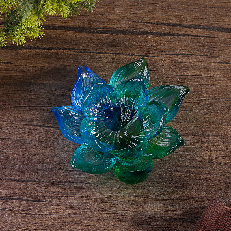 真琉璃莲花梅花酥油灯蜡烛灯座线香插座富贵纯手工荷花灯桌面摆件