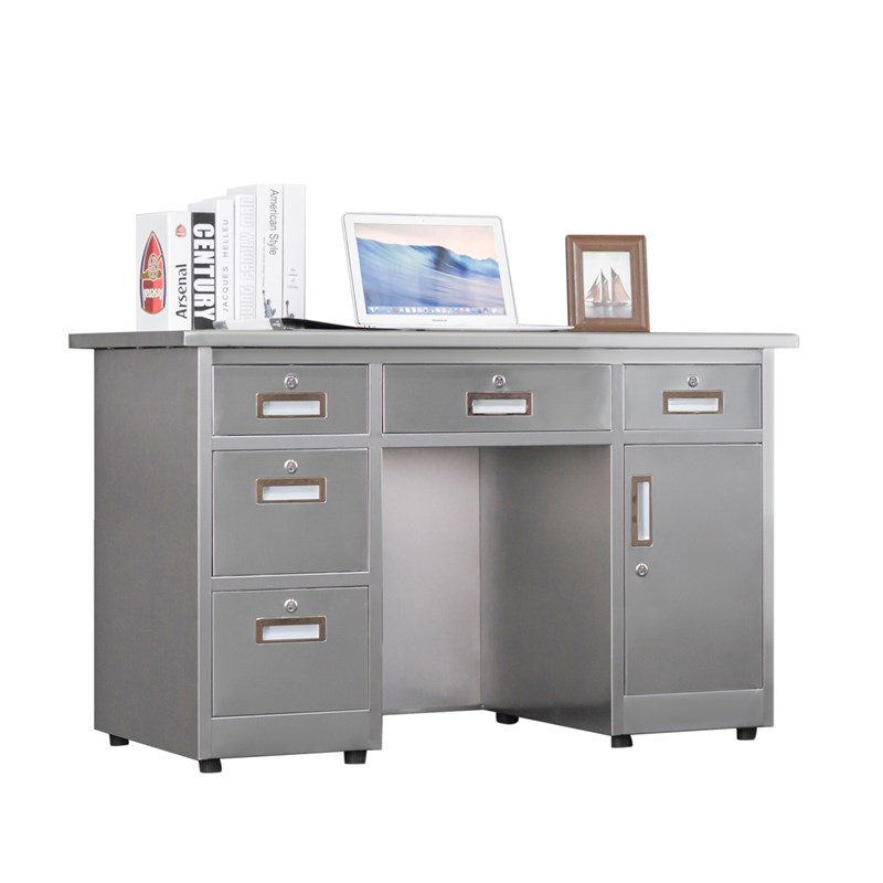 加厚30不锈钢办公桌收银台带抽屉带锁工作台实验室操作台电脑桌