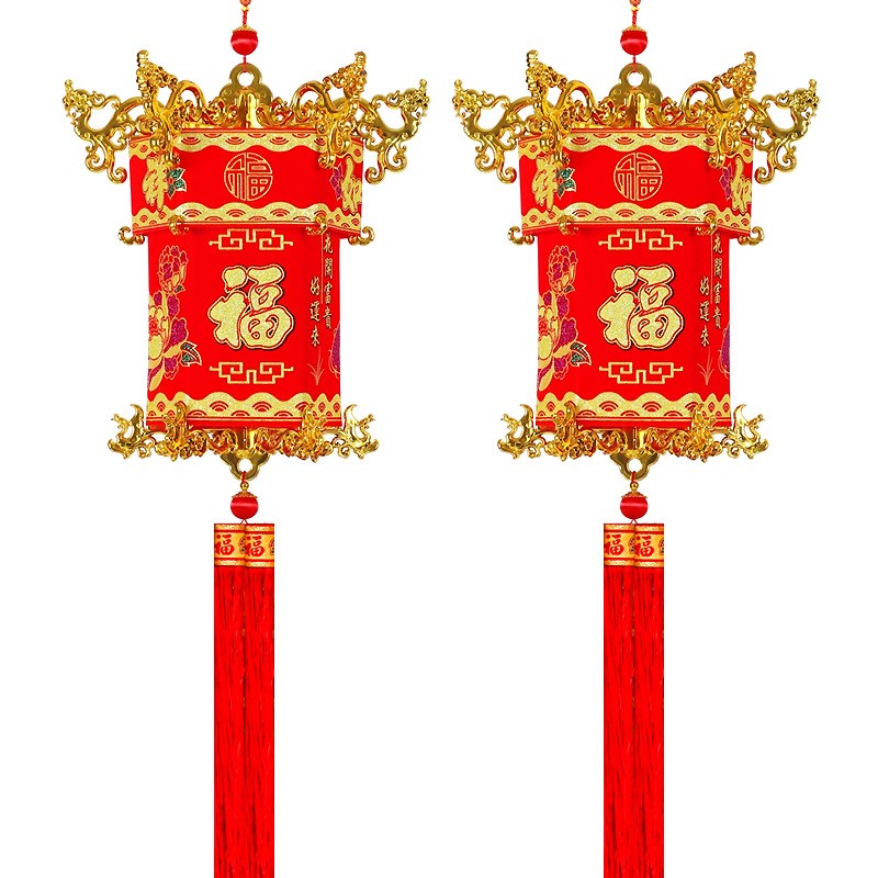 中式复古灯笼串挂饰折叠宫灯新年春节乔迁装饰创意阳台大门免安装